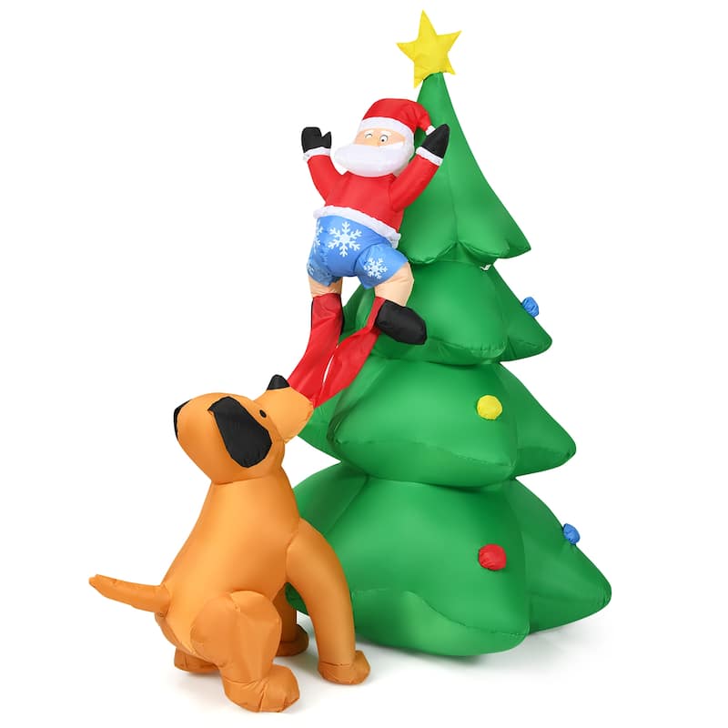 6.5 FT Inflatable Christmas Tree Inflatable Santa Claus Climbing Tree - Polyester - Green