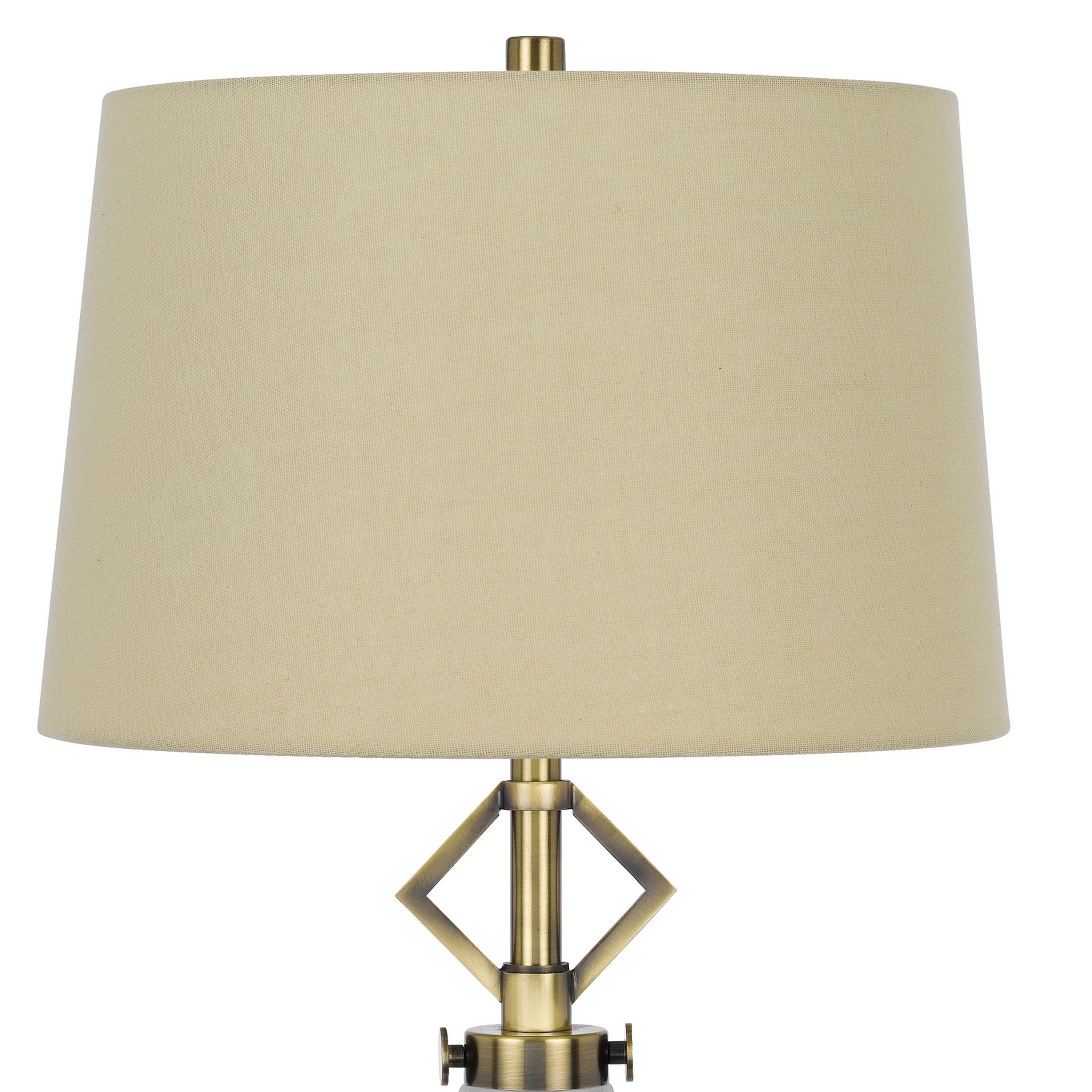 Rizo 32 Inch Table Lamp, Tapered Style Frosted Glass Base, Beige