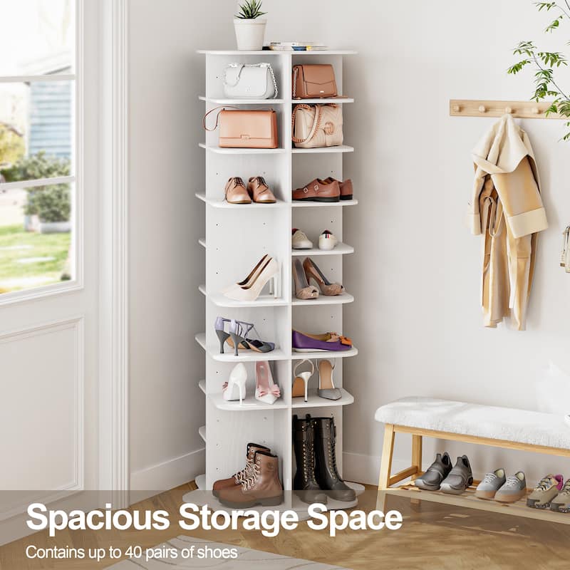 36 Pair Rotating Shoe Rack with Adjustable Shelves - 73.2'' H X 23.6'' W X 23.6'' D