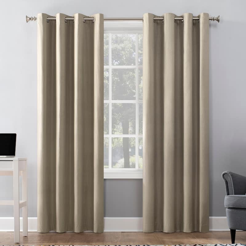 Sun Zero Duran Thermal Insulated Total Blackout Grommet 1-Piece Curtain Panel, Single Panel - 50" x 95" - Linen