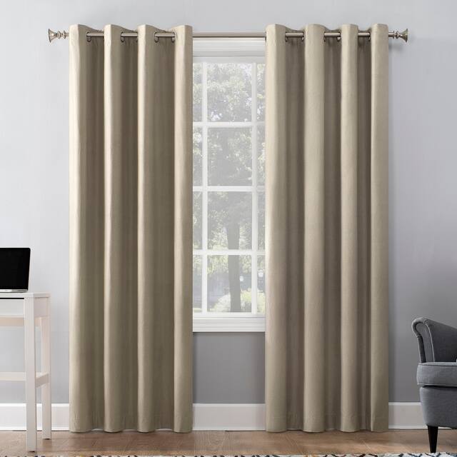 Sun Zero Duran Thermal Insulated Total Blackout Grommet Curtain Panel, Single Panel - Linen - 50x63