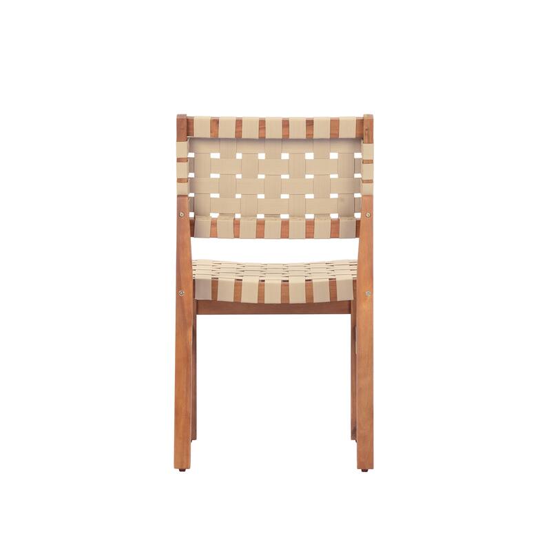 Christopher Knight Home - Orla Outdoor Acacia Wood Dining Set with Woven Rope Side Chairs & Rectangular Slat Table