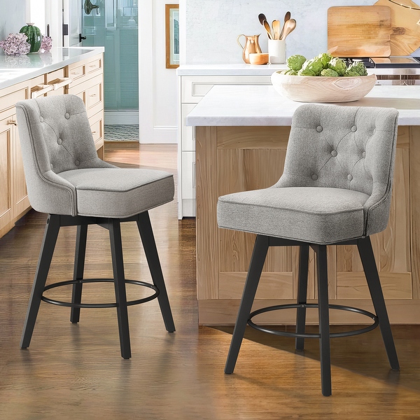 26 in. Counter Height Stool Modern Upholstered Swivel Set of 2 Bar Stools with Back On Sale Bed Bath Beyond 40589814