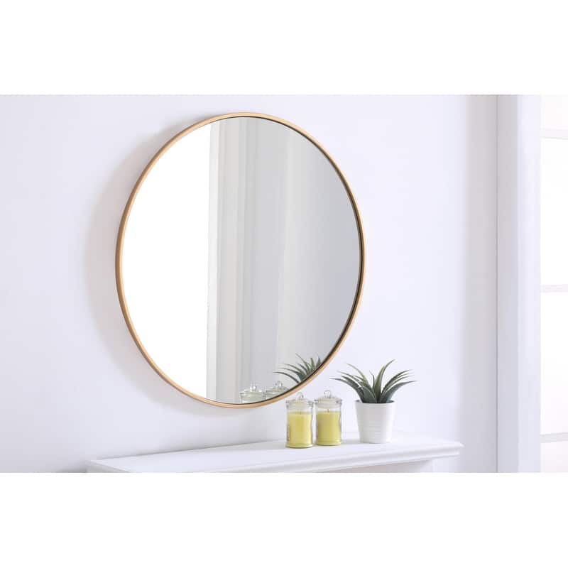 Strick & Bolton Prine 32-inch Metal Frame Round Mirror
