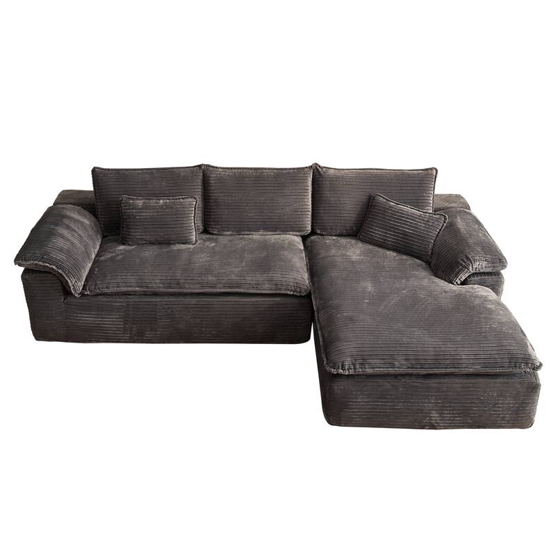 HOOOWOOO Modern Corduroy Fabric L-shaped Sectional Couch Chaise Sofa