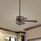 preview thumbnail 2 of 13, Milly Antique Bronze 52-Inch 5-Blade Flower Pattern Metal/Crystal Lighted Ceiling Fan