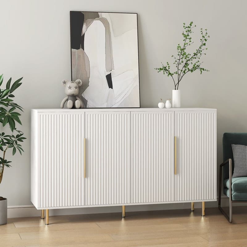 56.69''W Modern Cabinet with Storage and Adjustable Shelves