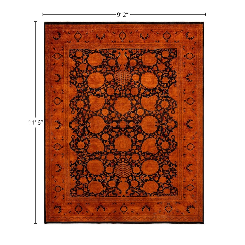 Overdyed, One-of-a-Kind Hand-Knotted Area Rug - Orange - 9' 2" x 11' 6"