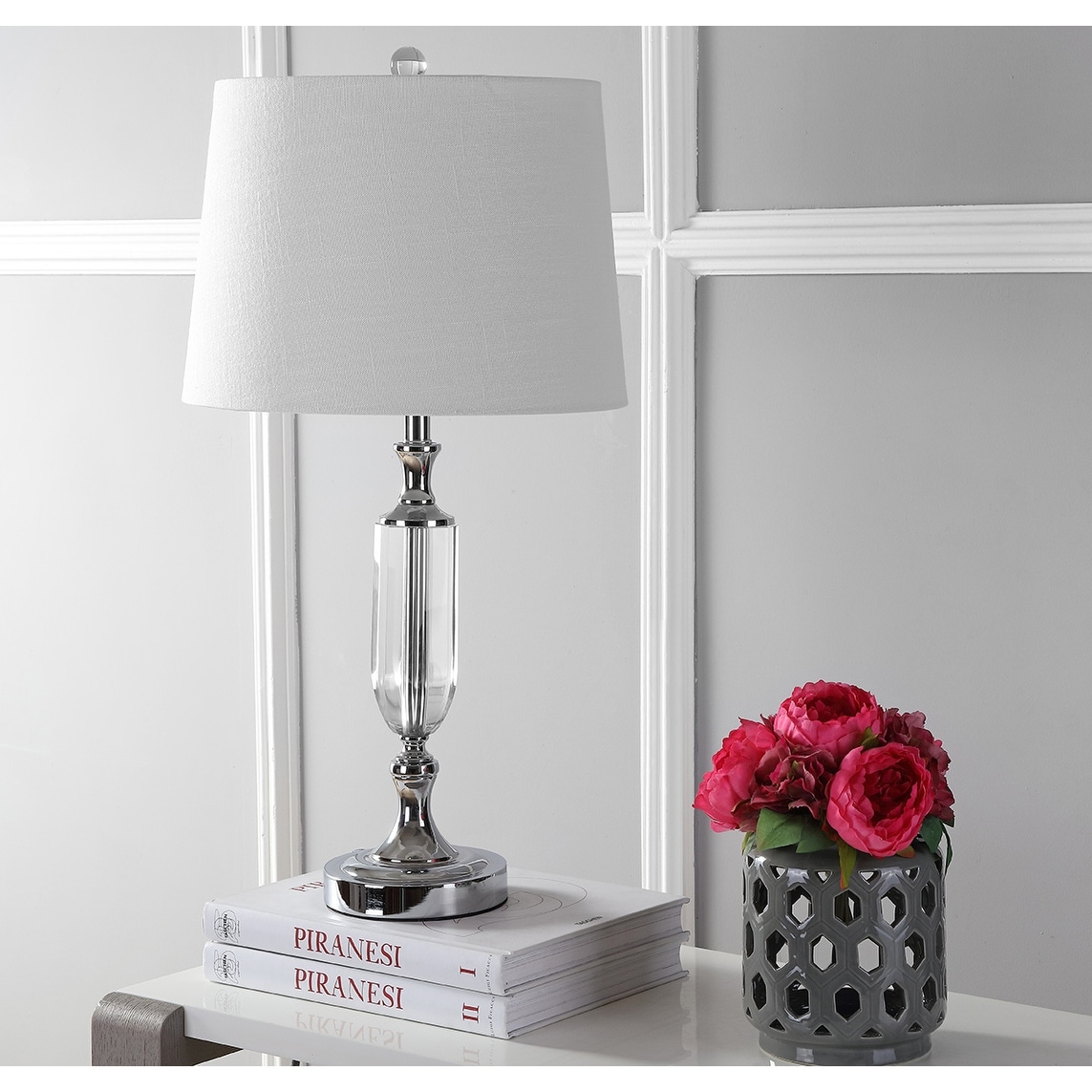 JONATHAN Y Victoria 27" Crystal LED Table Lamp, Clear