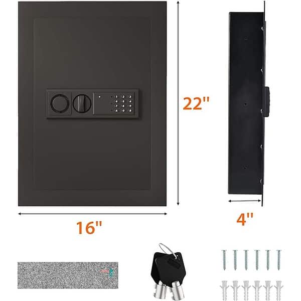 Digital Flat Recessed Wall Safe Home Security Gun Cash Box Locking ...