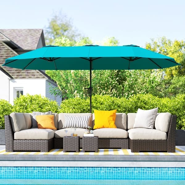 extra large patio umbrella for sale Outsunny 13 ft. Extra Large Patio Umbrella, UPF30+ Double Umbrella Outdoor  Patio with Easy Crank Handle - On Sale - Bed Bath & Beyond
