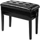preview thumbnail 2 of 10, Button Surface Cushion Straight Leg Adjustable Piano Stool Black Duet
