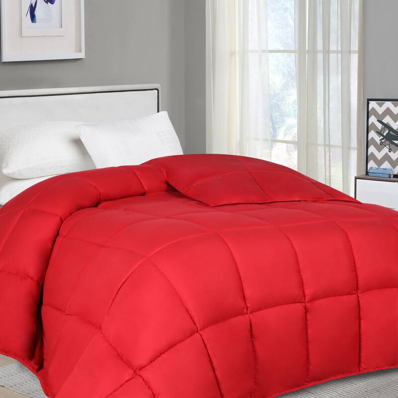 Superior Oversized All Season Down Alternative Reversible Comforter - Full/Queen - Red