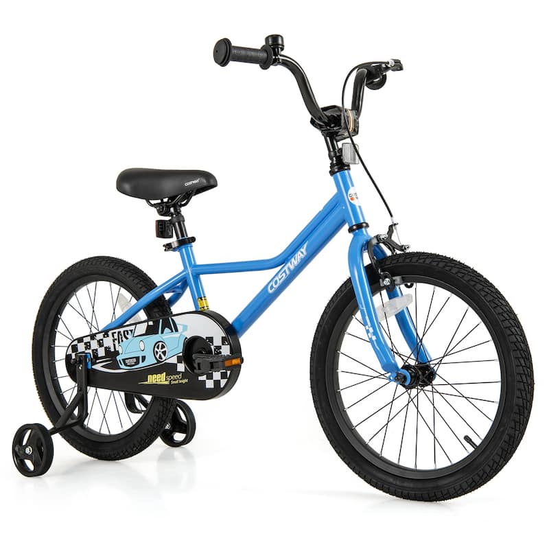 Costway 12"/14"/16"/18" Kids Training Bike with Removable Training - 18" Navy - 18 inch