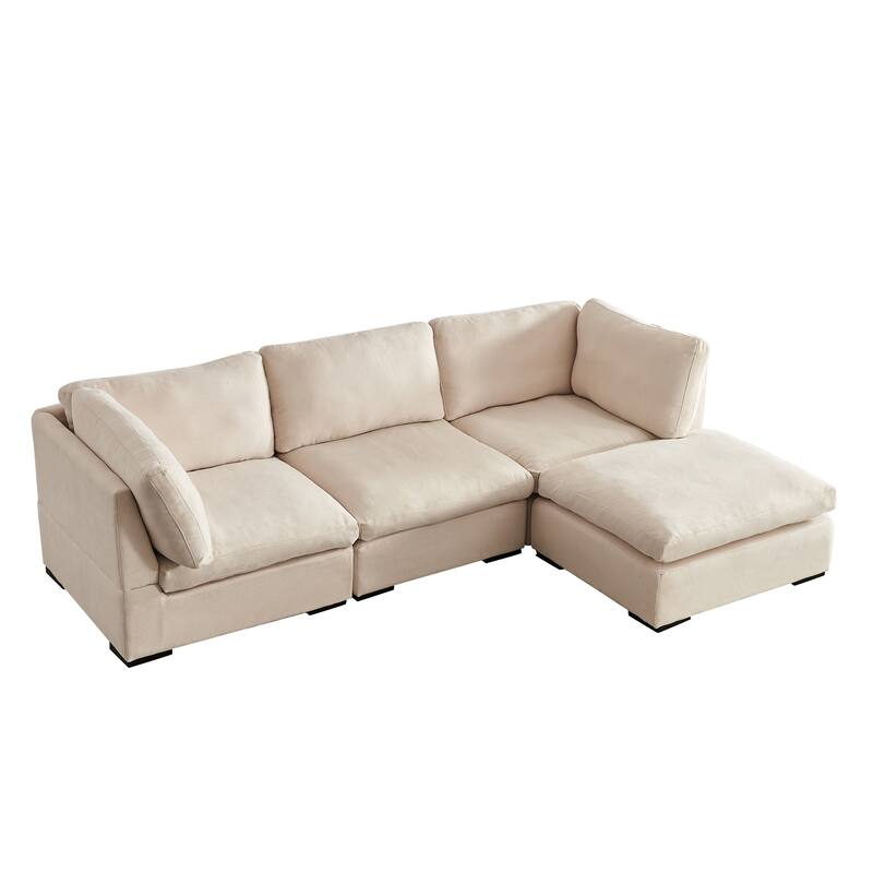 L Shape Modular Soft Fabric Sofa Filled with Down Bed Bath & Beyond