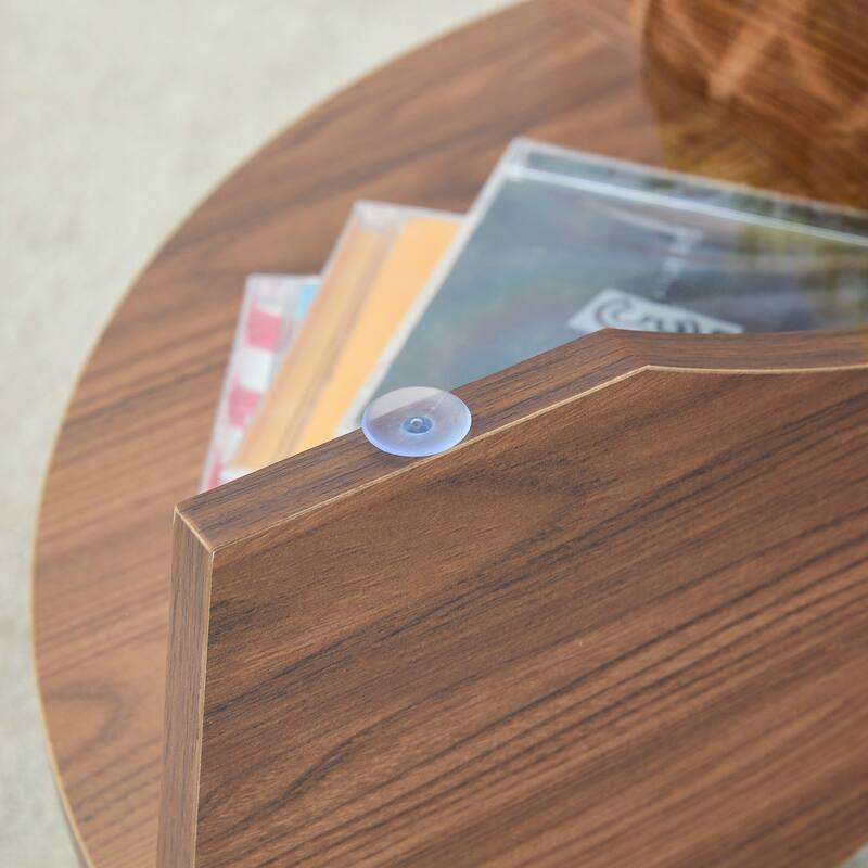 GDFStudio Marcellus Tempered Glass Coffee Table with Wood Legs and Fan-Shaped Pedestal Design