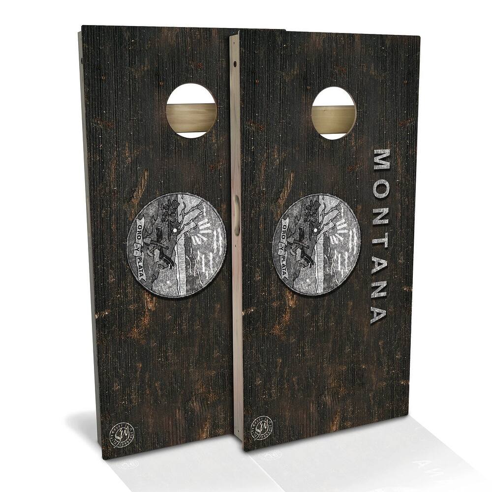 Montana Flag Rustic Outdoor Cornhole Board Set
