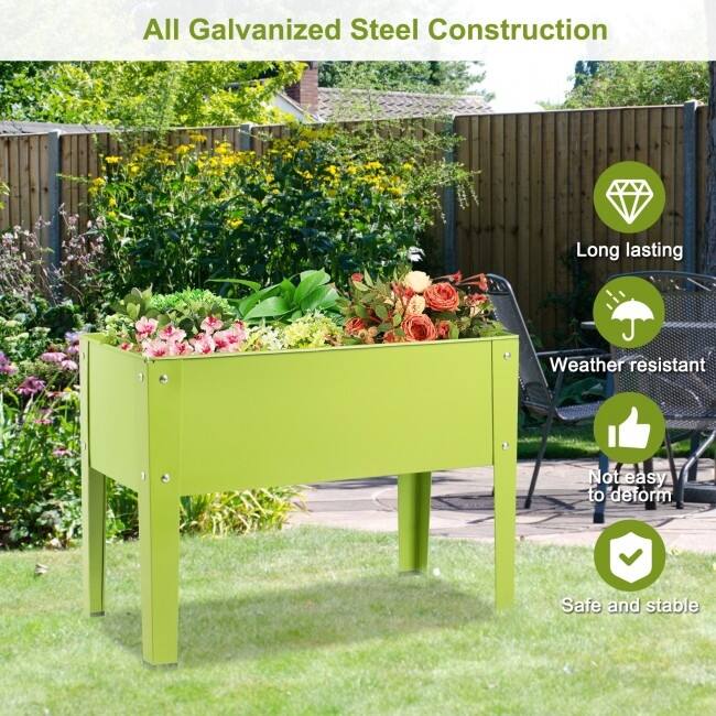 Outdoor Elevated Garden Stand 24.5" x 12.5" Flower Bed Box - 24.5" x 12.5" x 18.0"