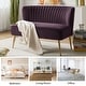 preview thumbnail 89 of 114, HULALA HOME Monica Modern Velvet Curved Tufted Back Loveseat with Metal Tapered Legs