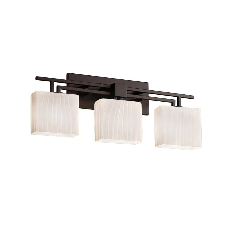 Justice Design Fusion Aero 3-light Dark Bronze Bath Bar, Ribbon Rectangle Shade - Dark Bronze