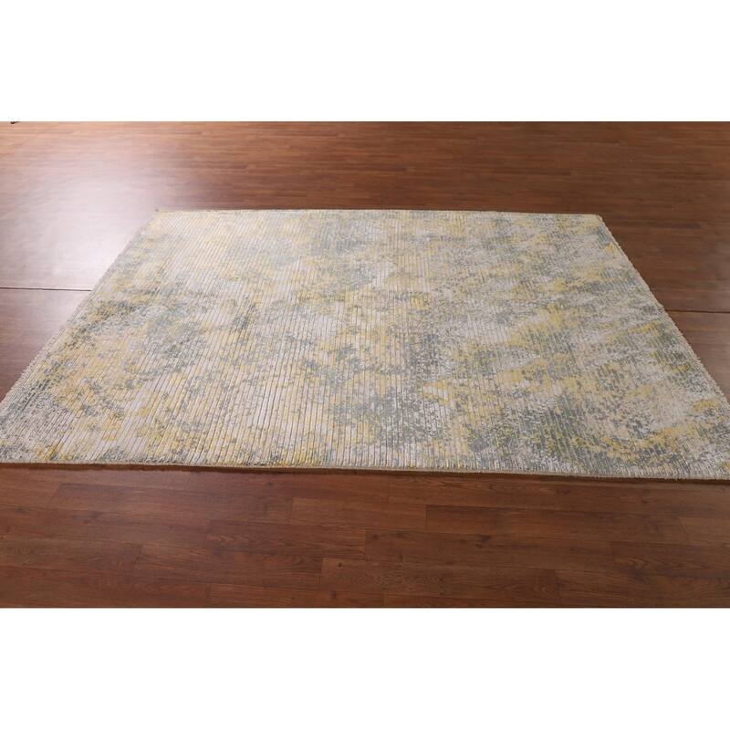 All-Over Striped Abstract Modern Area Rug Handmade Wool Carpet - 5'5" x 7'5"
