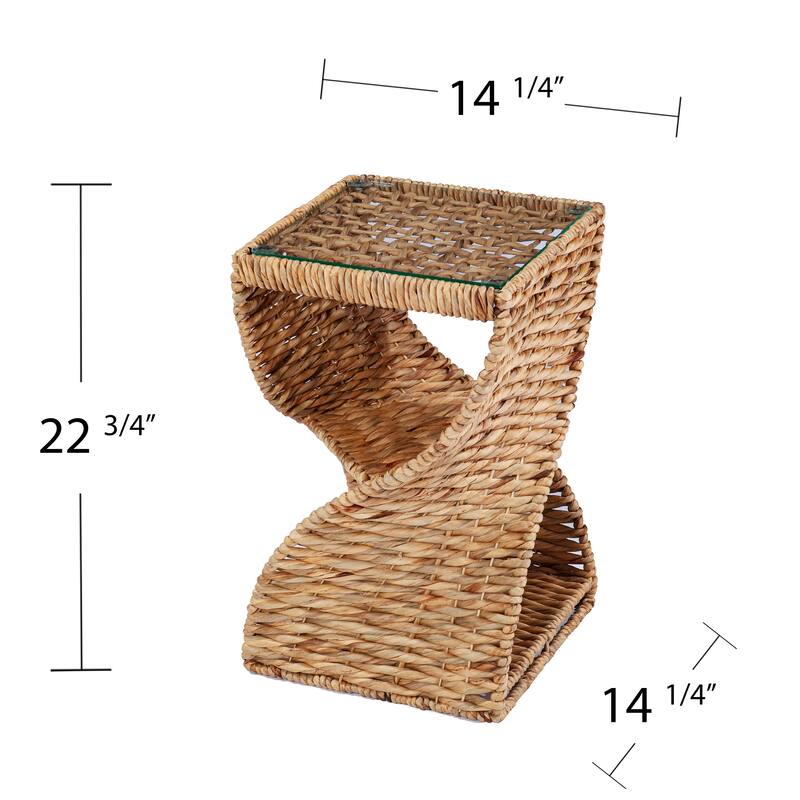 SEI Furniture Nivvan Coastal Natural Woven Fiber Side Table