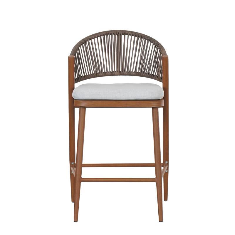 Christopher Knight Home - Beverly Durable Outdoor Counter Stools with Scallop Backrest, Set of 2