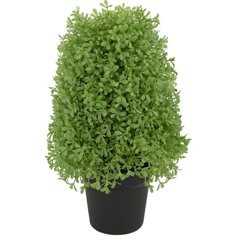 15" Artificial Boxwood Cone Topiary Tree with Round Pot Unlit - 9