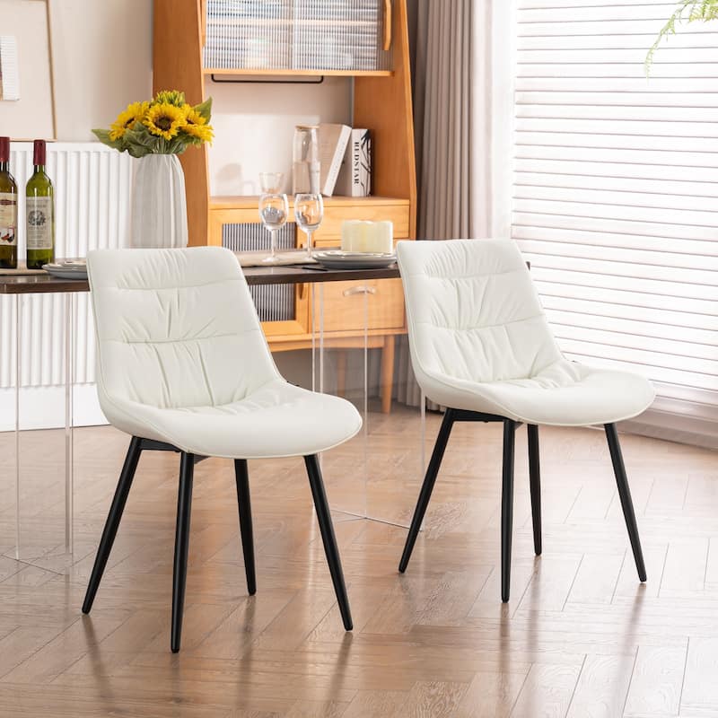 Faux Leather Dining Chairs Set of 2, Modern Upholstered Seat