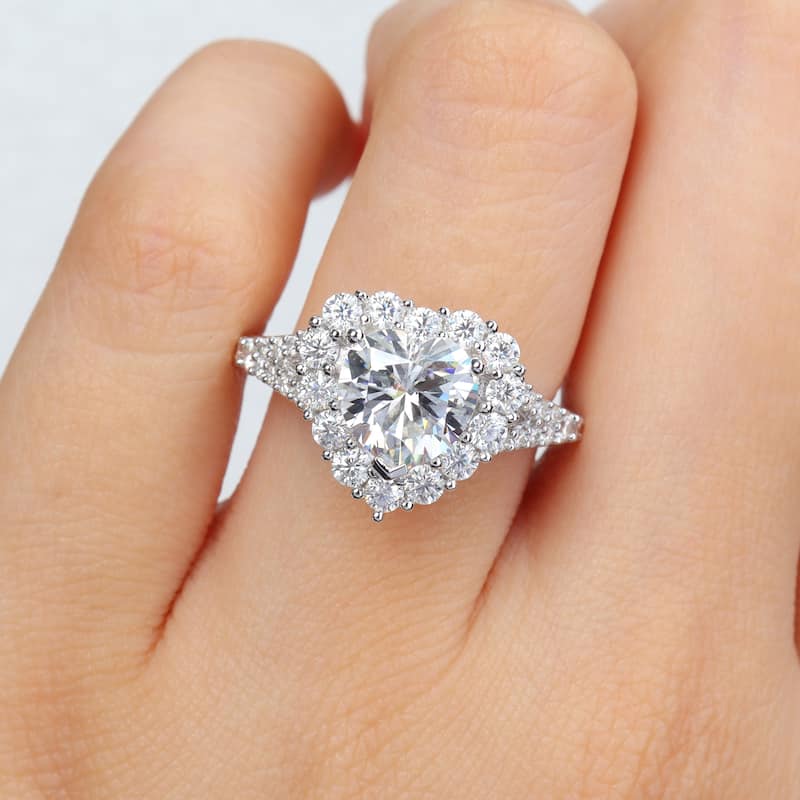 Miadora 3ct DEW Heart-Shaped Created Moissanite Ring in Sterling Silver