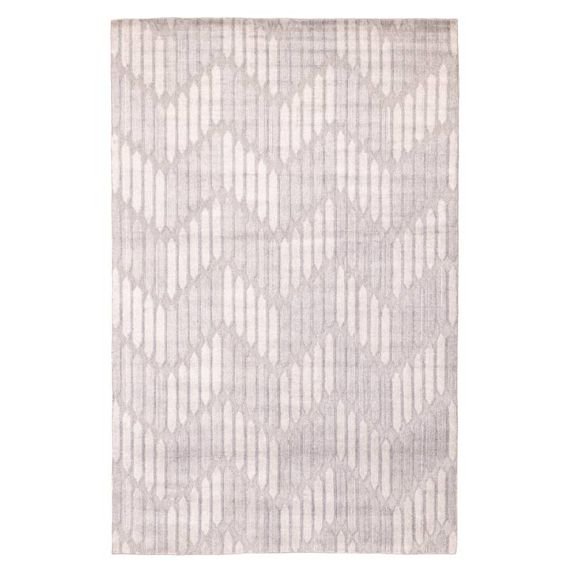 ECARPETGALLERY Hand Loomed Elysian Grey Silk Rug - 6'7 x 9'11