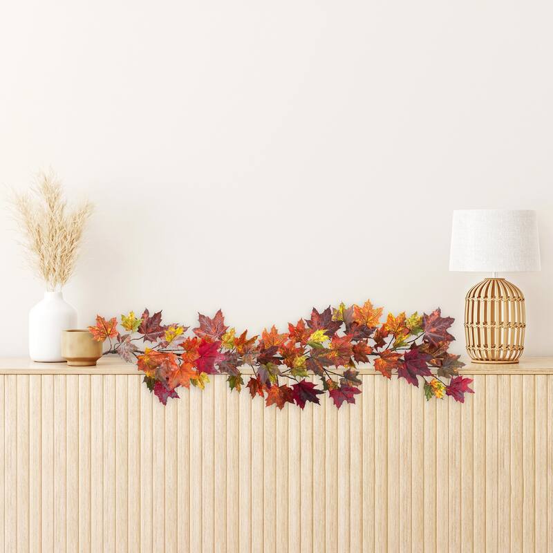 Fall Leaf Garland 60 Inch - Autumn Decorative Garland for Home Island Oasis Decor