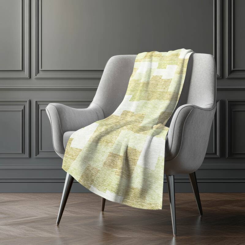 Premium Machine Washable Modern Blocks Sherpa Throw Blanket