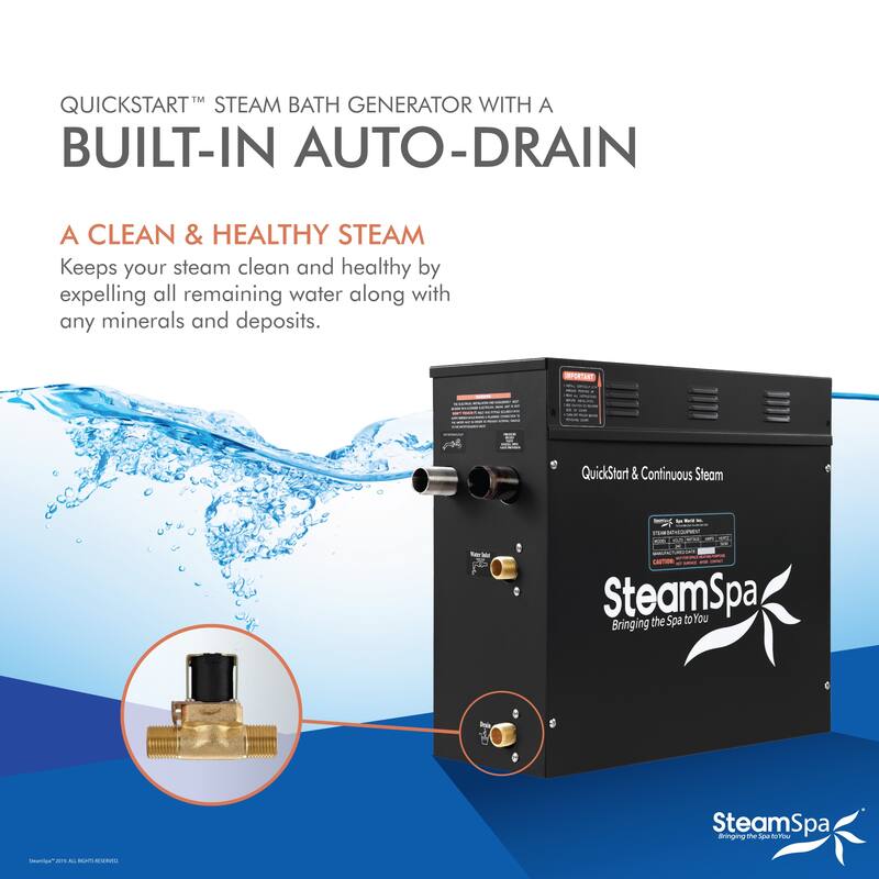 Black Series WiFi and Bluetooth 9kW QuickStart Steam Bath Generator Package with Dual Aroma Pump in Gold