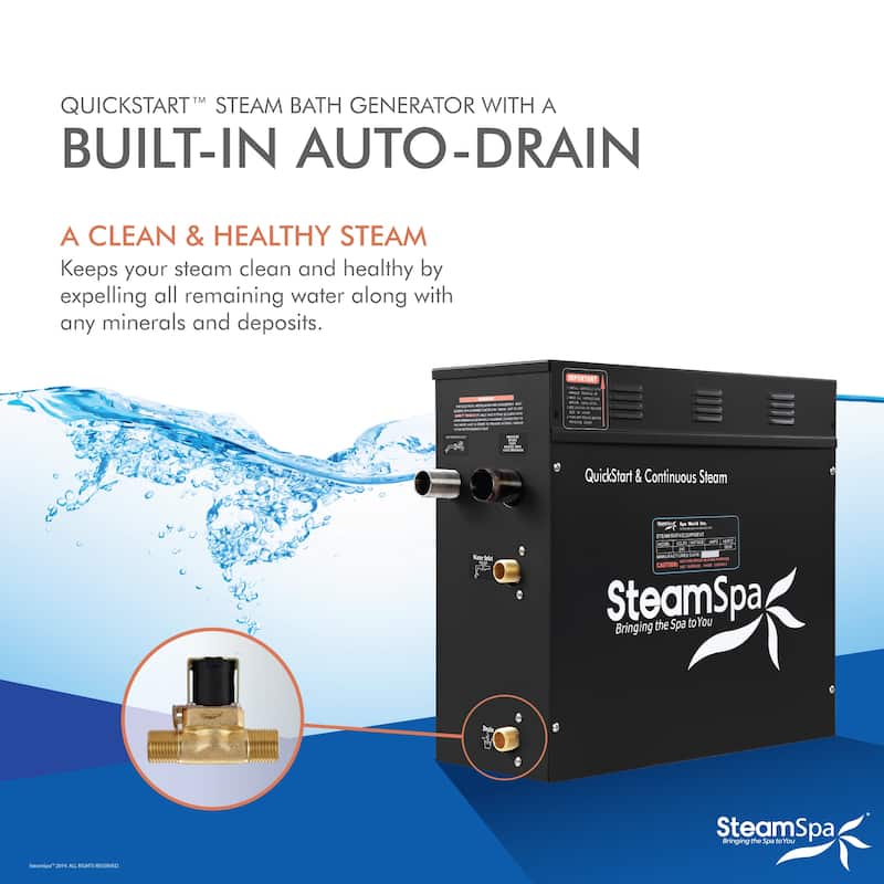 Black Series Wifi and Bluetooth 6kW Steam Bath Generator Package - Black