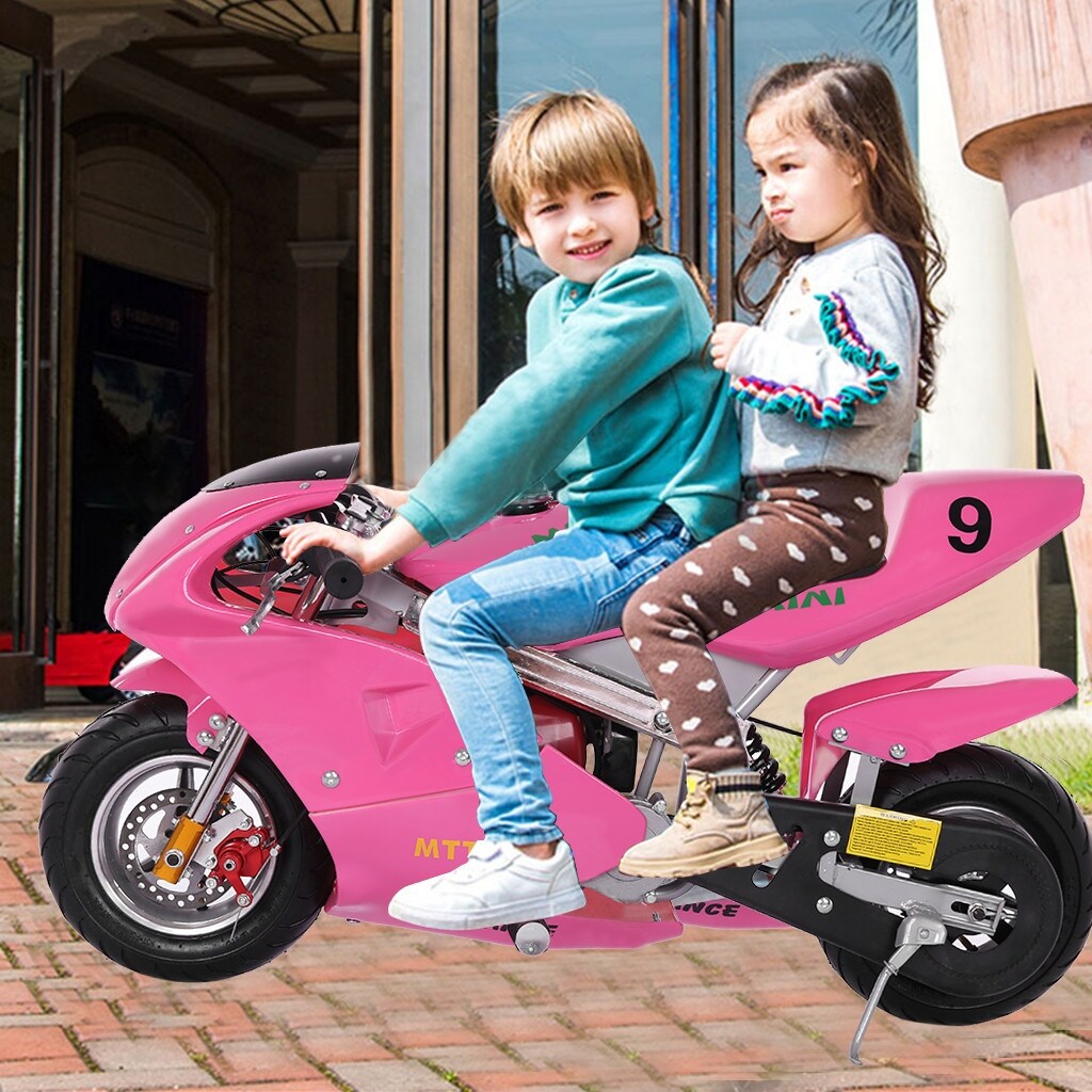2-Stroke with Light-A US in Stock Wdminyy Mini Gas Power Pocket Bike 4 Stroke Engine Motorcycle 49CC Mini Dirt Bike for Kids and Teens 13 Years and Older 