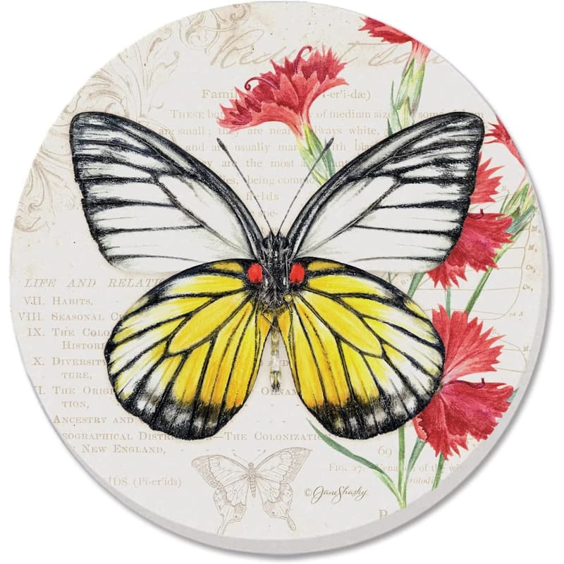 CounterArt Sawtooth Absorbent Stone Tumbled Tile Coaster Set of 4 Made in The USA Protective Cork Backing - Multi