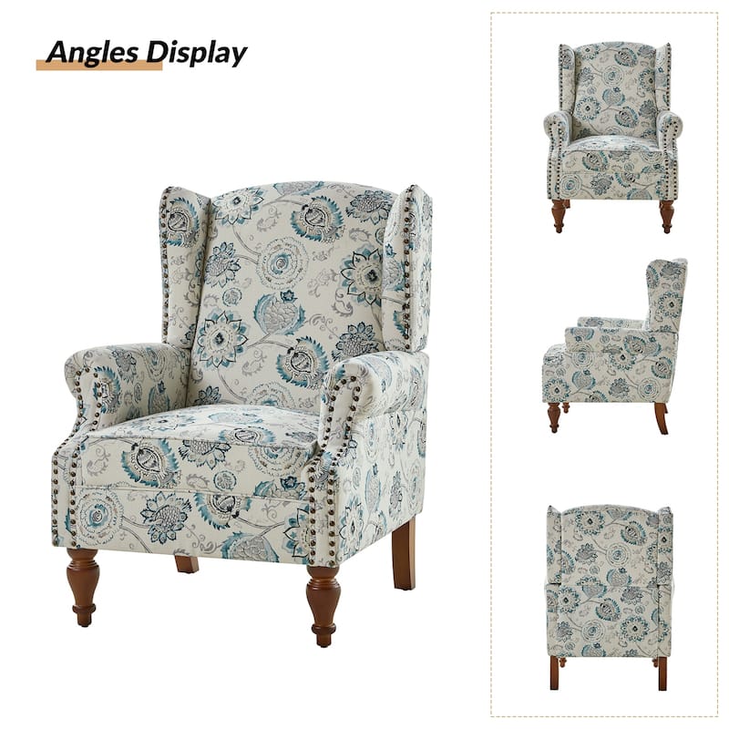 Gott Traditional Wingback Armchair with Solid Wood Legs by HULALA HOME