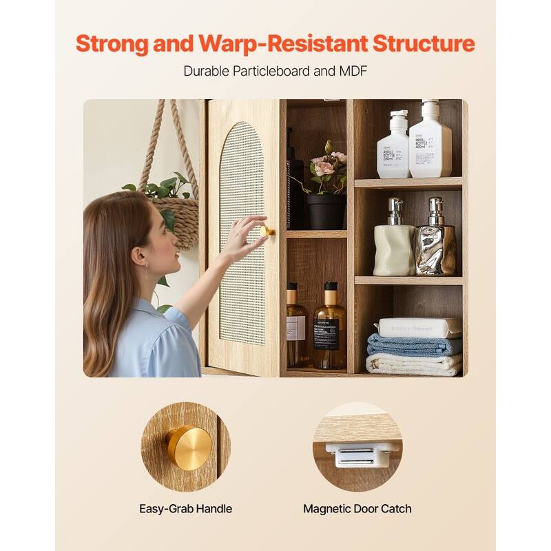Wall-Mounted Bathroom Storage Cabinet with Multi-Layer Adjustable Shelves for Bottles and Toiletries - 23” x 10” x 23”