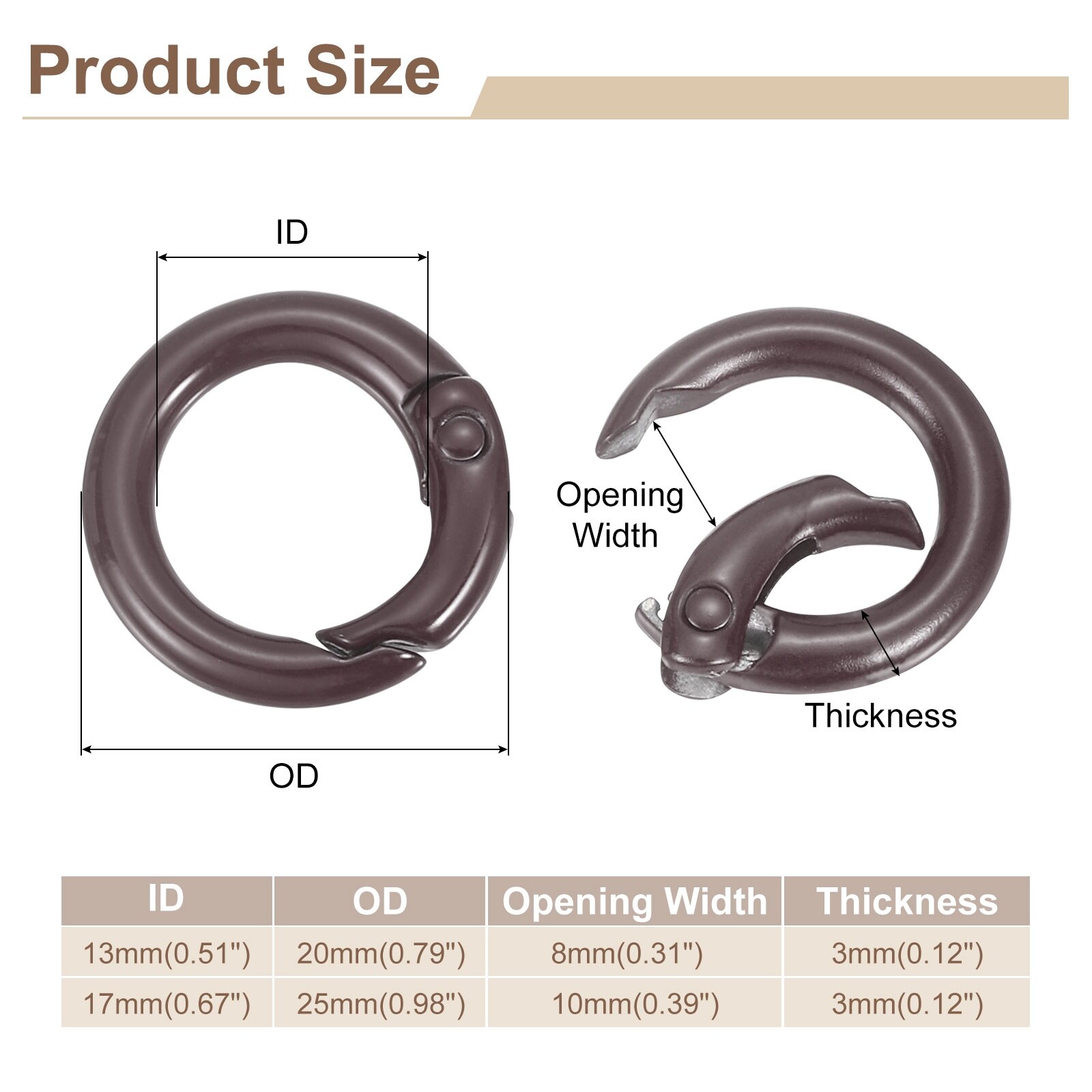 O Ring Clip, Zinc Alloy Colorful Spring O Rings, Round Gate Clip Snap Clasp Hooks Trigger Buckles