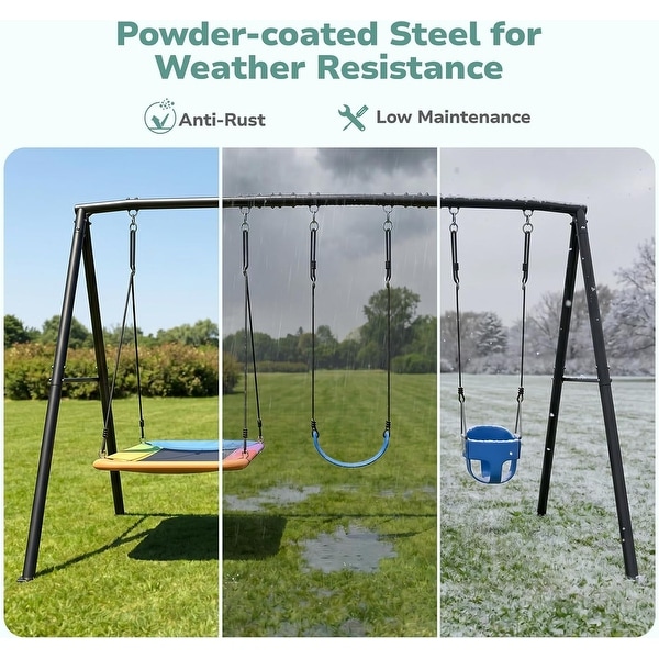 Klokick 440lbs 3 IN 1 Heavy Duty Metal A-frame Swing Sets for