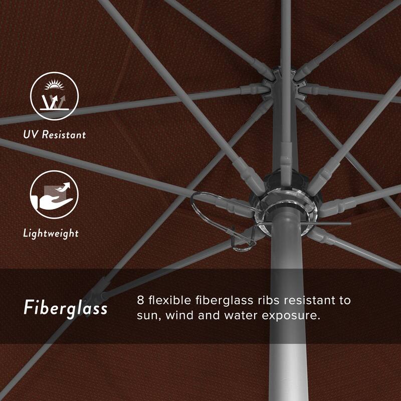 California Umbrella 7.5' Rd. Aluminum Frame, Fiberglass Rib Market Umbrella, Push Open,Anodized Silver Finish, Olefin Fabric