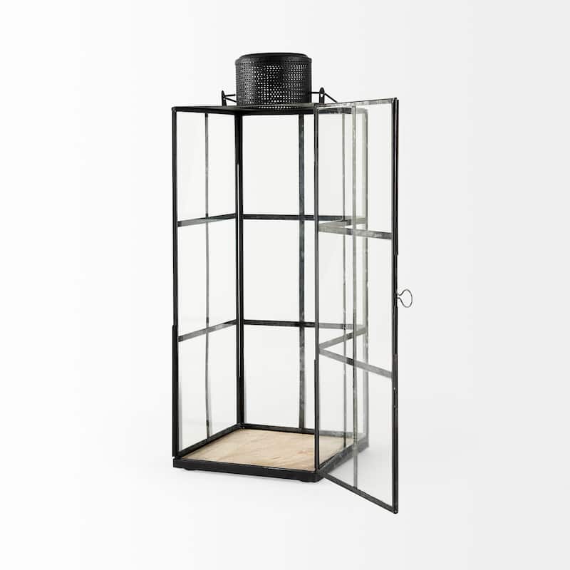 Gamfield Small Black Metal & Glass Candle Holder Lantern