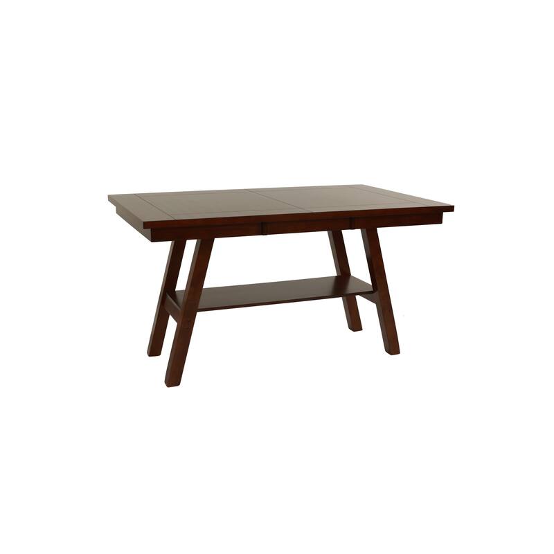 Dining Table Rectangle Dining Table w Shelve 1pc Counter Height Table Only Rubber wood Dark Walnut Finish Dining Room Fu