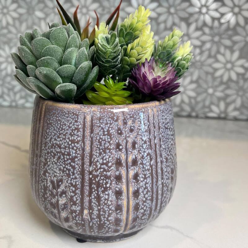Admired By Nature Planters Pots, Modern Ceramic for Home Décor - ABN5E187-LAV