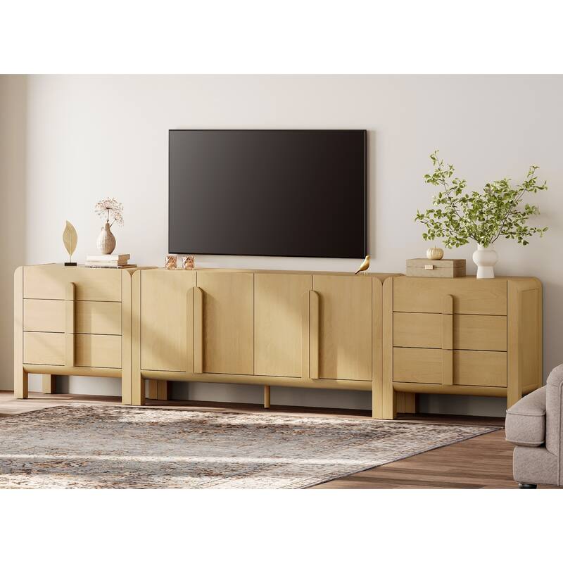 WAMPAT Modern TV Stand For Tvs Up To 120 Inch, 3 In 1 Entertainment Center With Adjustable Shelves And 6 Drawers