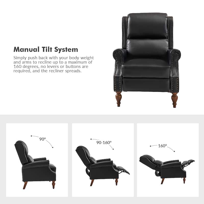 Terri Traditional Vegan Leather Manual Push Back Recliner Set of 2 by HULALA HOME