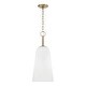 preview thumbnail 1 of 1, 10" W x 24" H 1-Light Pendant in Matte Brass with Faux Alabaster Glass - 10"W x 24"H 10"W x 24"H - Matte Brass