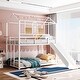 preview thumbnail 18 of 30, House Design Twin Over Twin Metal Bunk Bed with Slide