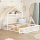 preview thumbnail 21 of 94, Roomfitters Twin Size Floor Bed with Fence Railings and Detachable House-Shaped Headboard, Montessori Playhouse Bed